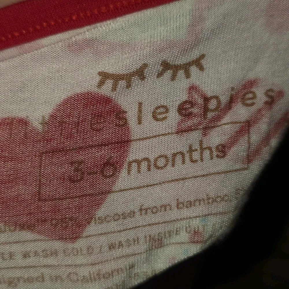 Little Sleepies Baby Girls 3-6 Months Pink Love Hearts Footie Sleeper PJs